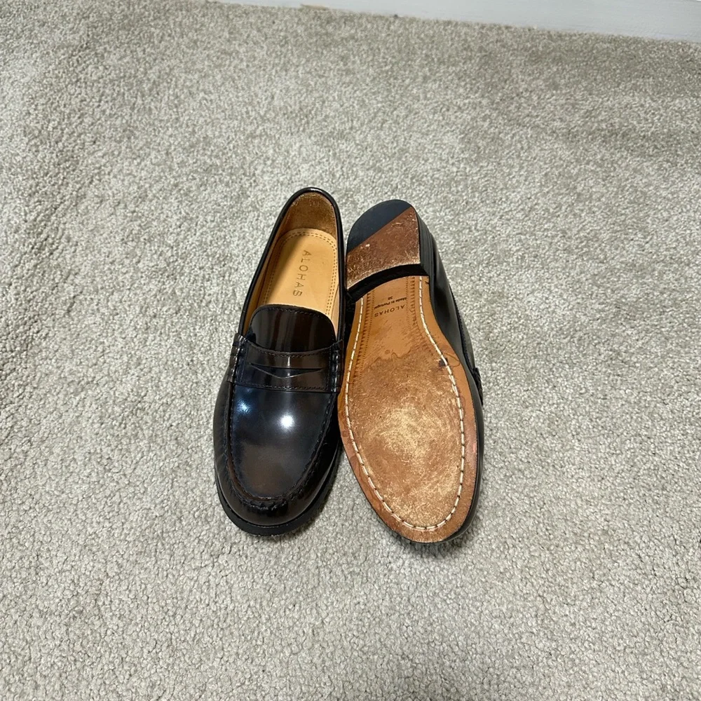 SOLD‼️ ALOHAS Women's Dark Brown Leather Loafers - Picture 2 of 4